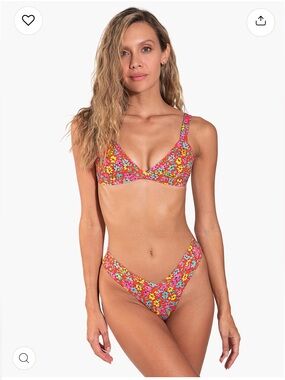 Floral Pink V‑Front Bikini Set